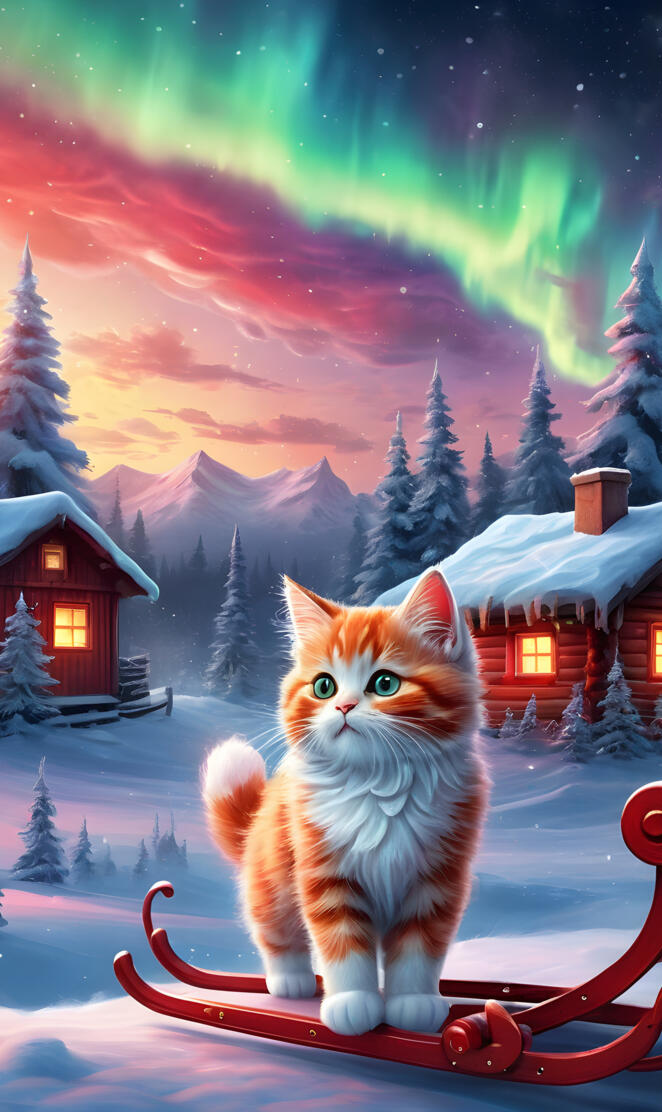 kitten cabin northern lights
