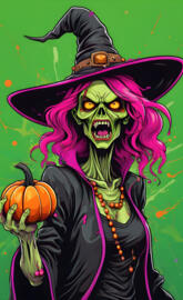 angry zombie witch