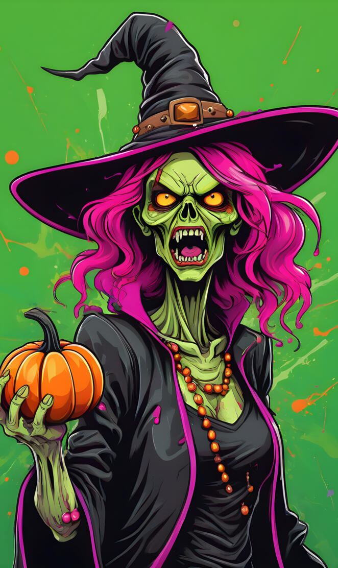 angry zombie witch
