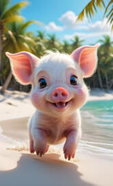 Cute Piglet at beach