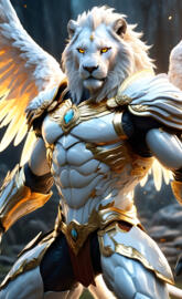 Majestic White winged Lion Warrior