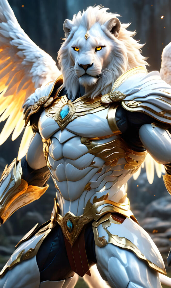 Majestic White winged Lion Warrior