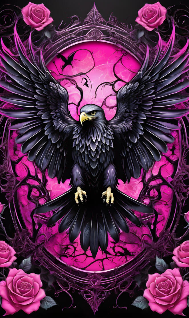 an eagle with wings and a purple background