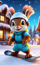 Baby Squirrel Snowboarder