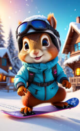 Baby Squirrel Snowboarder