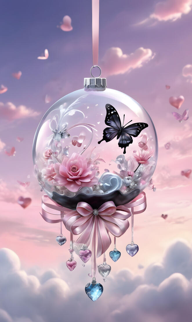 a glass lantern with a butterfly on it