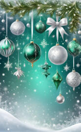 silvery green and white