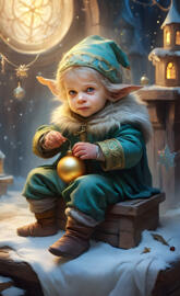 a child sitting on a statue