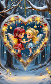 a painting of a couple of children