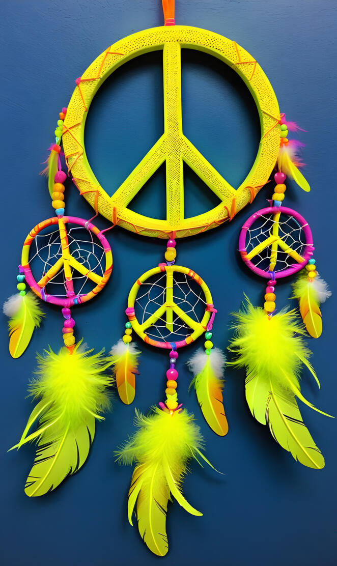 yellow peace dream catcher