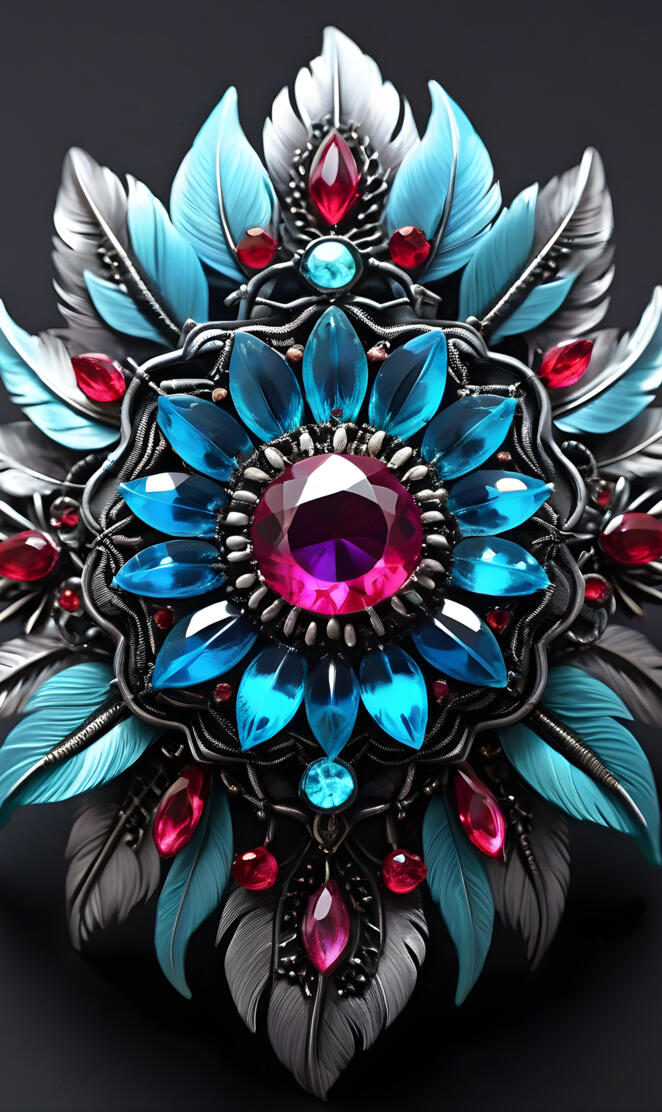 Jewels and Feathers in a Flower Style