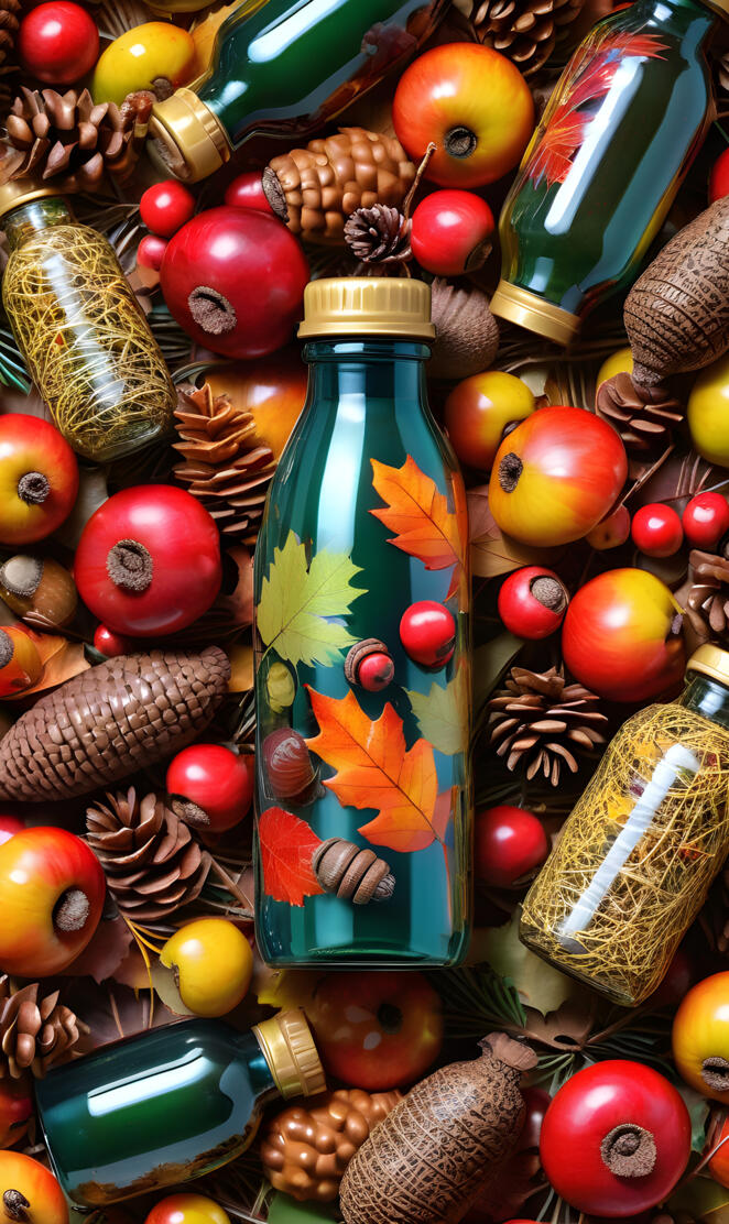 a collection of different colored bottles