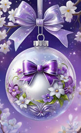 a blue and white cake with a ribbon and a bow