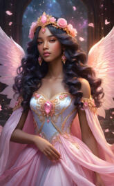 Angel, embellished wings, sublime pink
