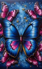 Blue & Pink "Cornered" Butterflies