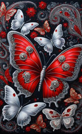 Royal Red & Silver Butterflies