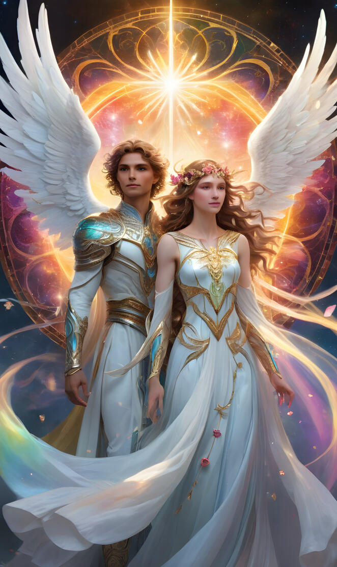 Seraphim, Cherubim, Ophanim, angels, loving and gentle, couple, winged