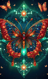 Multicolored "Blue-Ribbon" Butterfly