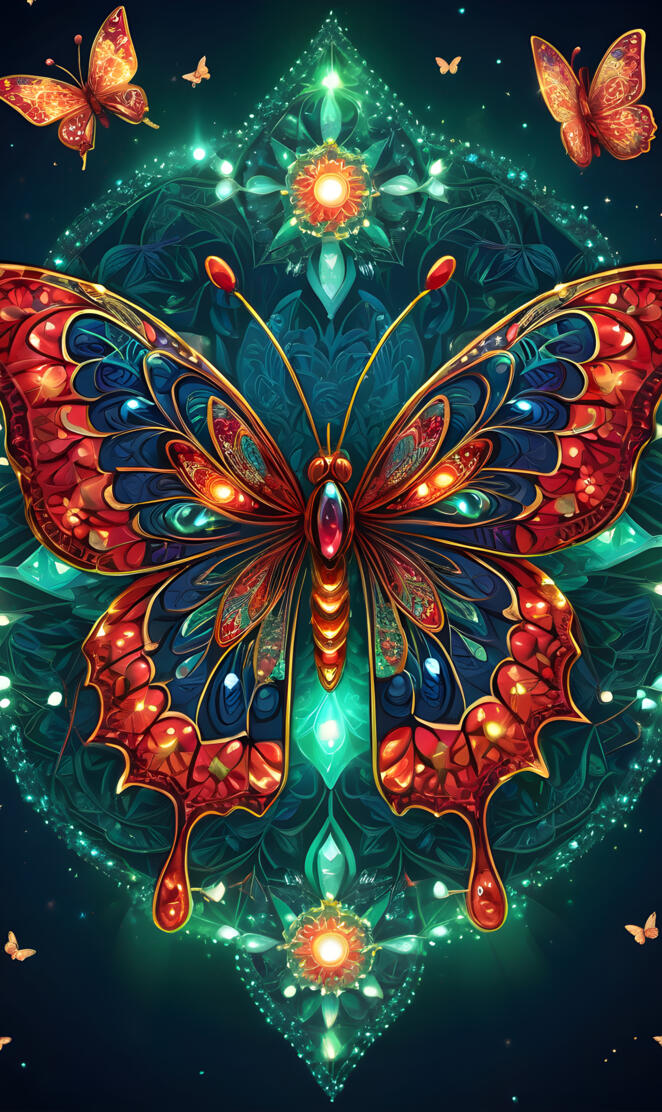 Multicolored "Blue-Ribbon" Butterfly