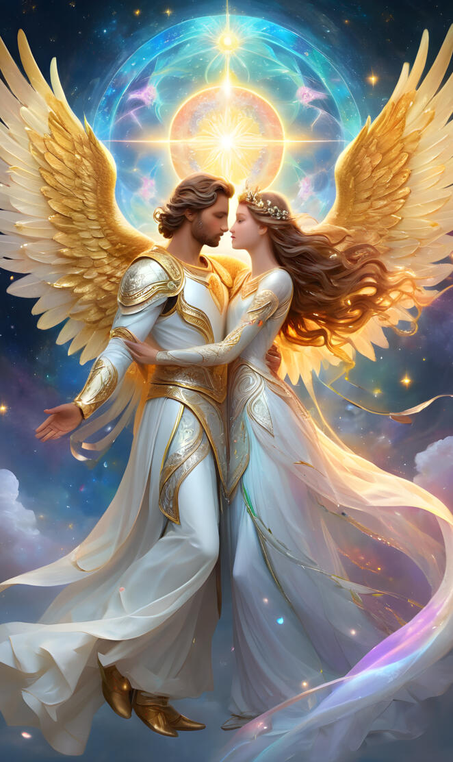 Seraphim, Cherubim, Ophanim, angels, loving and gentle, couple, winged