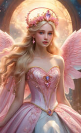 full moon angel, loving and caring, rainbow wings, mermaid gown