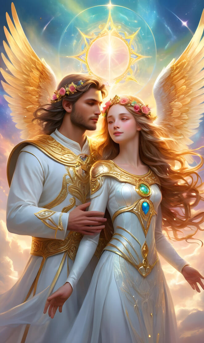 Seraphim, Cherubim, Ophanim, angels, loving and gentle, couple, loving