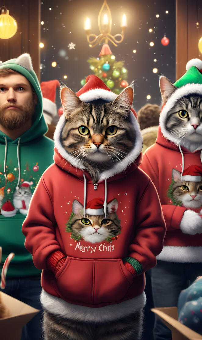 Christmas hoodie kitty