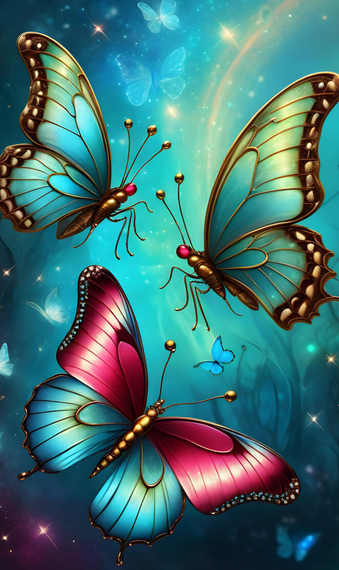 Triple Glamorous Butterflies