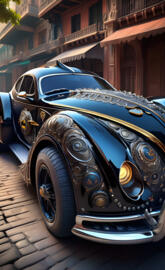 Fantasy retro futuristic intricate car