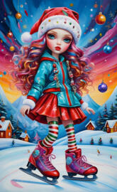 Ice Skating Porcelain Christmas Doll