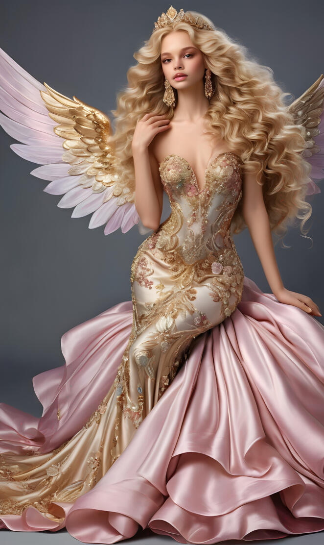 lady stunning, loving and gentle, begging forgiveness, praying, wings