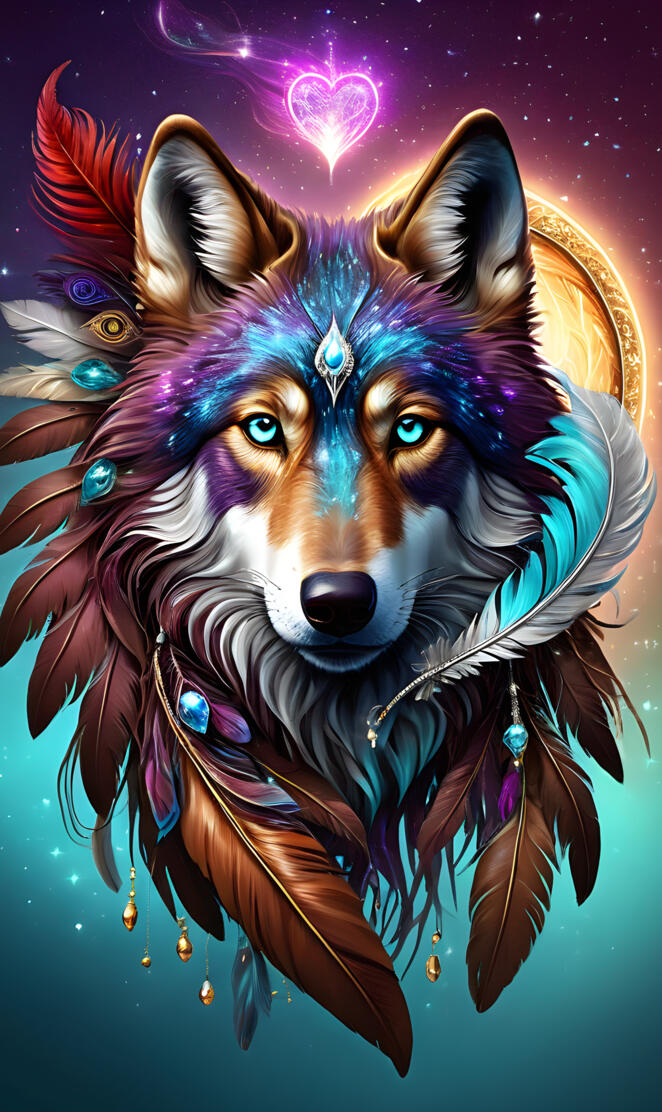 Wolf... Native American Style 
Fm610🌺