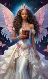 lady Felicia, bride and mother, gentle and calm, holding her Bible