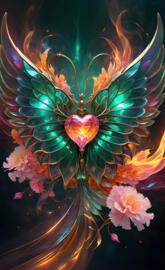 Crystal heart with wings