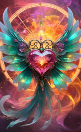 Pink crystal heart with wings