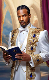king Jay, strong and loyal, capable and handsome, with his Bible