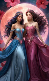 Divas; the moon princess and the Sun princess, beautiful, stunning,