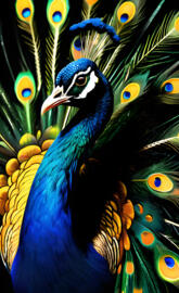 a close up of a peacock