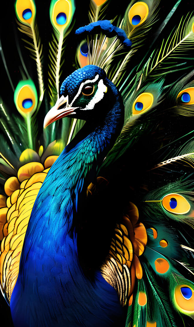 a close up of a peacock
