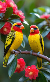 two birds on a branch
