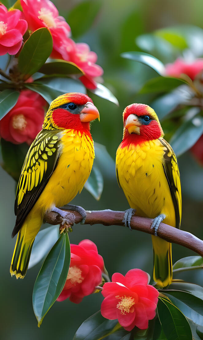 two birds on a branch
