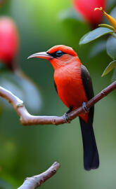 a bird sits on a branch