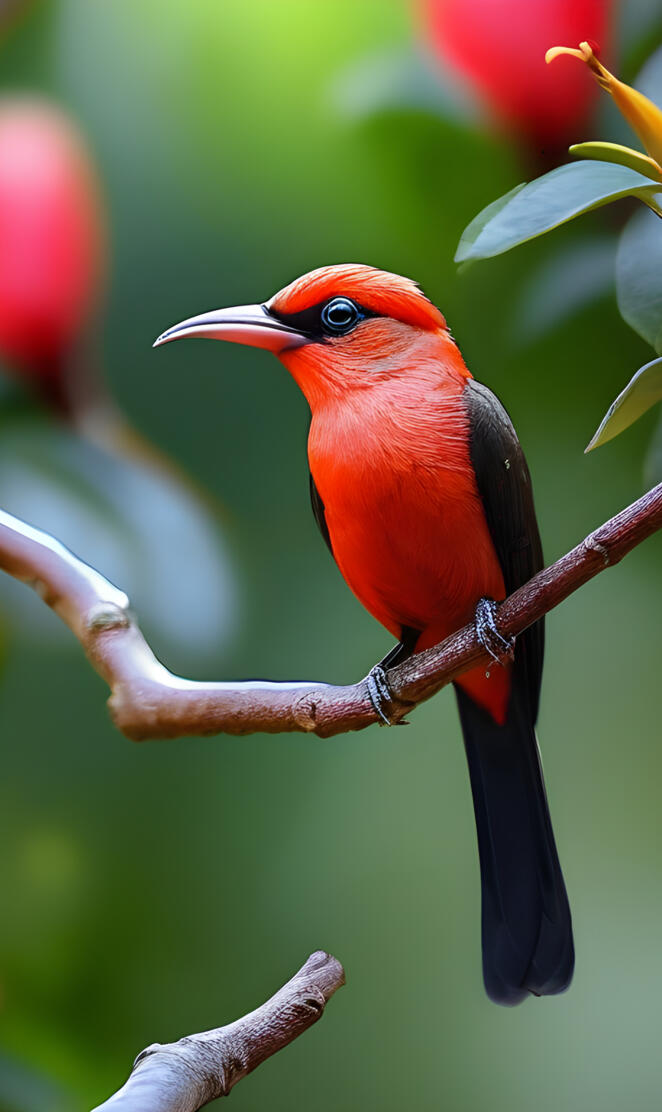 a bird sits on a branch