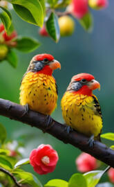 two birds sitting on a branch
