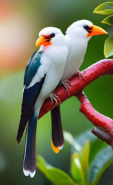 a couple of birds on a branch