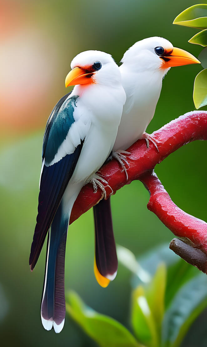 a couple of birds on a branch