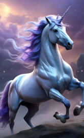 a unicorn with blue and purple hair