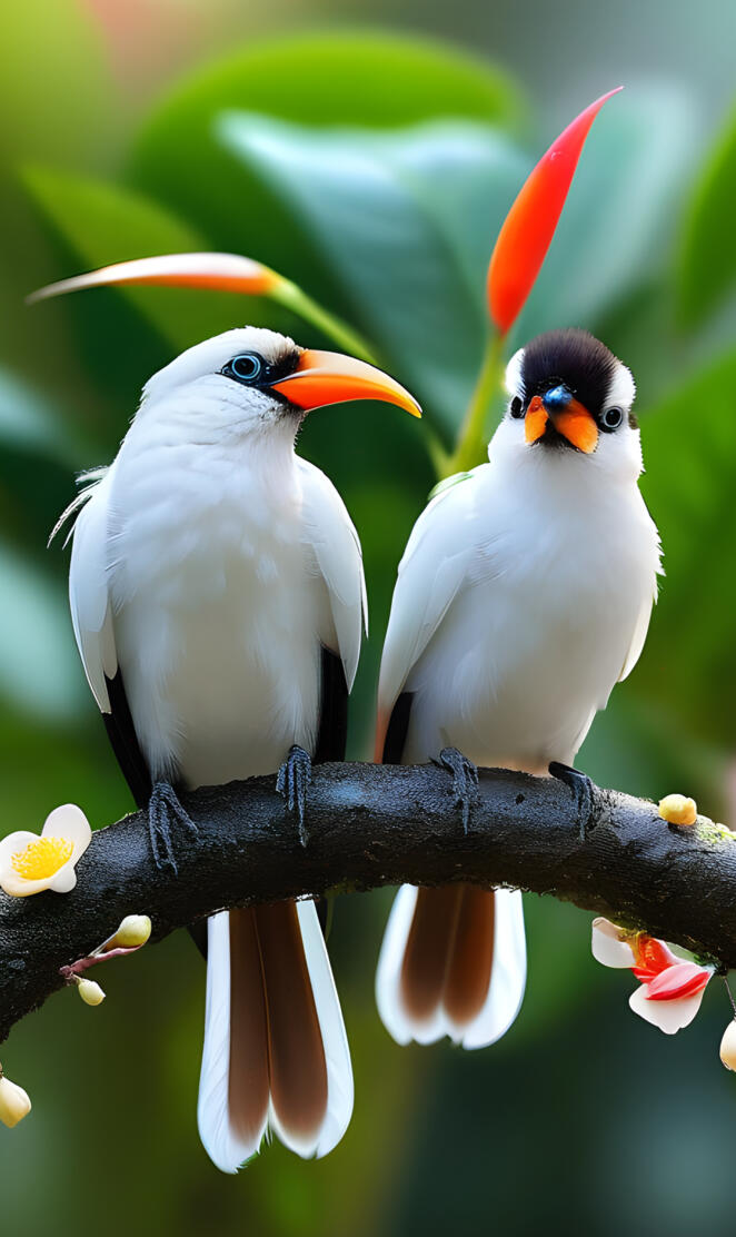 birds sitting on a branch