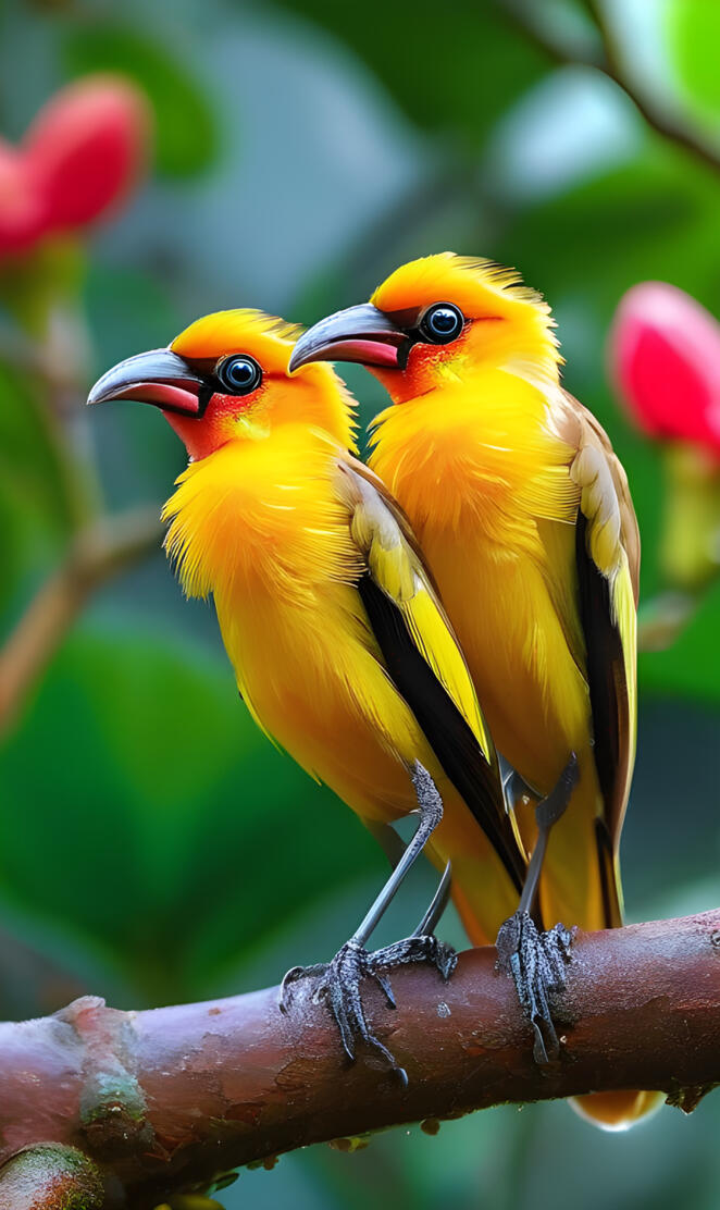 two birds on a branch