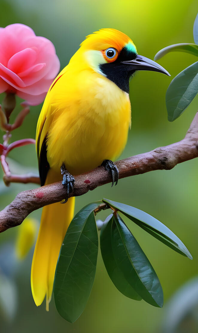 a yellow bird on a branch